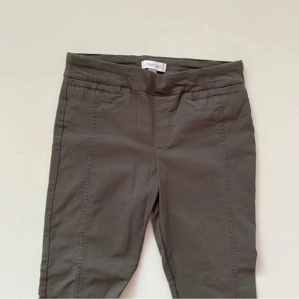 CALVIN KLEIN Ankle Pants Gray Stretch Buttons Business Casual Work Size S - Picture 7 of 14